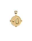 Gold letter O coin pendant with star detail
