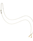 LUCKY Gold Mini Wishbone Pendant in 10k