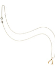 gold mini wishbone on 10 karat adjustable chain