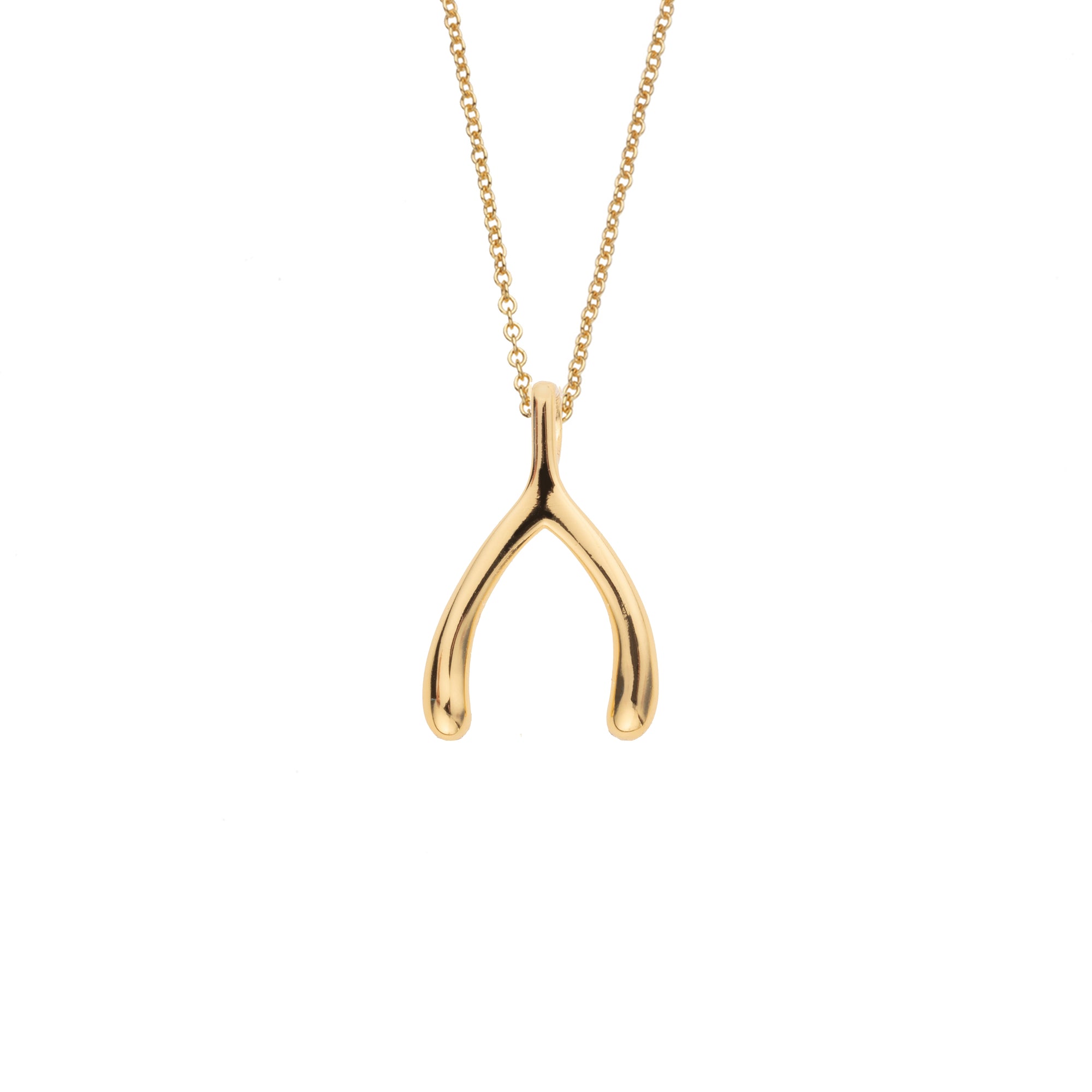 Gold mini wishbone on chain