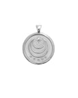 Jane Win silver coin pendant moon and star logo and word PEACE underneath