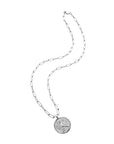 Silver Small Peace Coin on drawn link chain