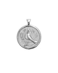 Silver Small Coin Pendant with bird and flower design