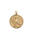 Gold Small Coin Pendant with bird and flower design