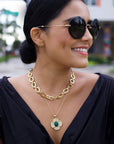 Chunky Link Chain with Lapis Bead 18"