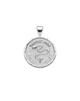 Silver Small Coin Pendant with Snake and French Gardez Bien (translation Guard Well)