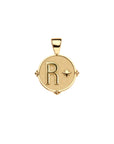 Gold letter R coin pendant with star detail