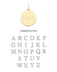 Gold engravable rising sun coin blank back with Baskerville font option