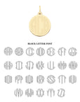 Gold engravable rising sun coin blank back with block letter font option