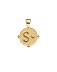 Gold letter S coin pendant with star detail