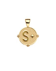 Gold letter S coin pendant with star detail