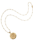 Gold small Hope coin pendant on satellite chain