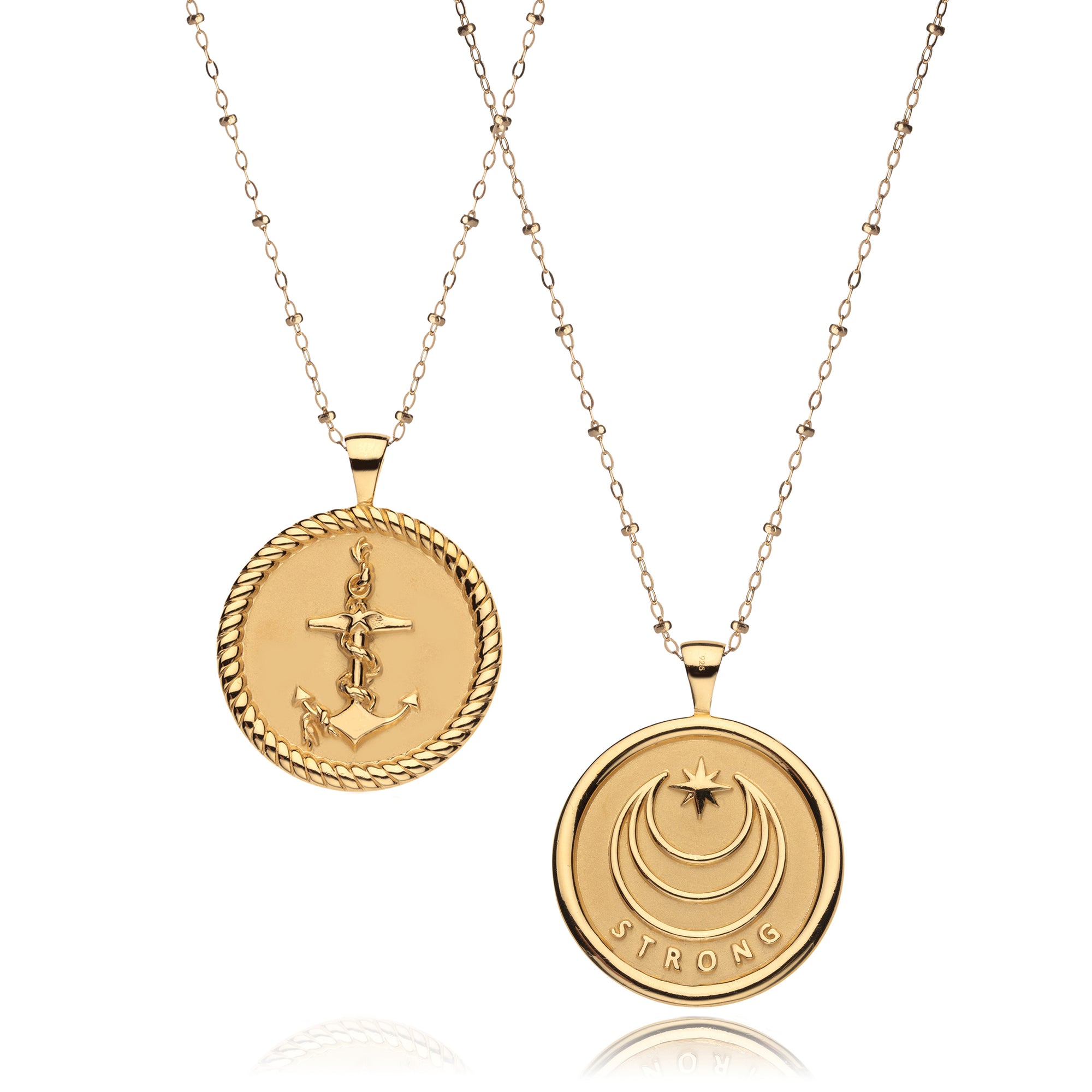 Gold Coin Pendant Shown Front and Back