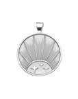 Silver Coin Pendant with three stars and a Rising Sun Illustration