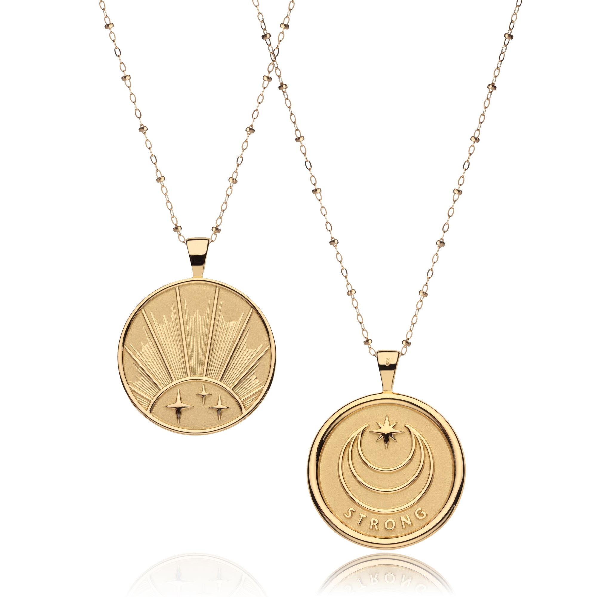 Gold Coin Pendant Shown Front and Back