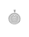 Silver Coin Pendant with Jane Win moon and star logo and word Strong