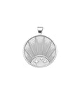Silver Coin Pendant with three stars and a Rising Sun Illustration