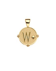 Gold letter W coin pendant with star detail