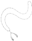 Silver wishbone pendant on satellite chain