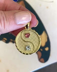 BALANCE JW Small Pendant Coin in 14k with Stones