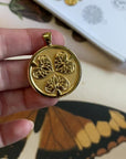 Video of Gold Coin Shown Front (3 hollyhock leaves) and back (word JOY)