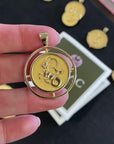 Gold Capricorn coin pendant