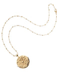 Gold Coin Pendant on Satellite Beaded Chain