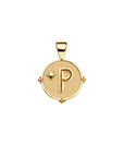 Gold letter P coin pendant with star detail
