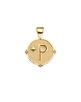 Gold letter P coin pendant with star detail