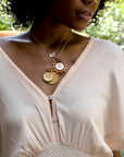 Gold Necklaces Layered on Model
