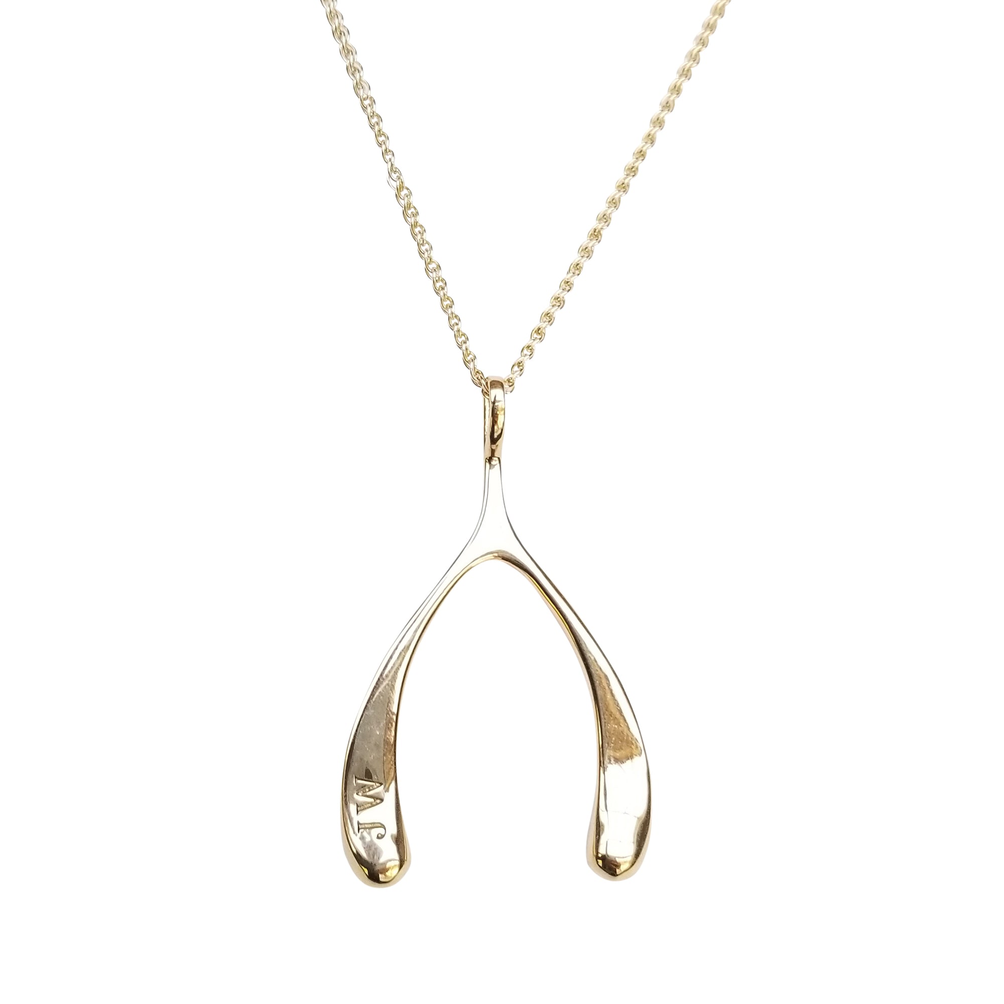 Gold wishbone pendant (back)