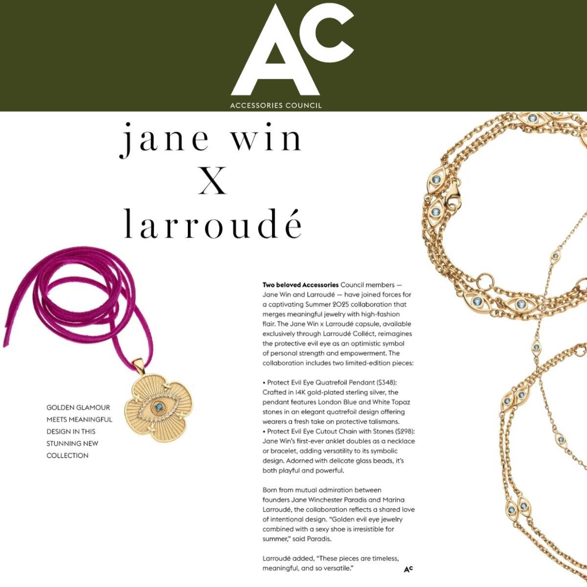 Press Highlight: Jane Win x Larroude Collection featured in AC Magazine