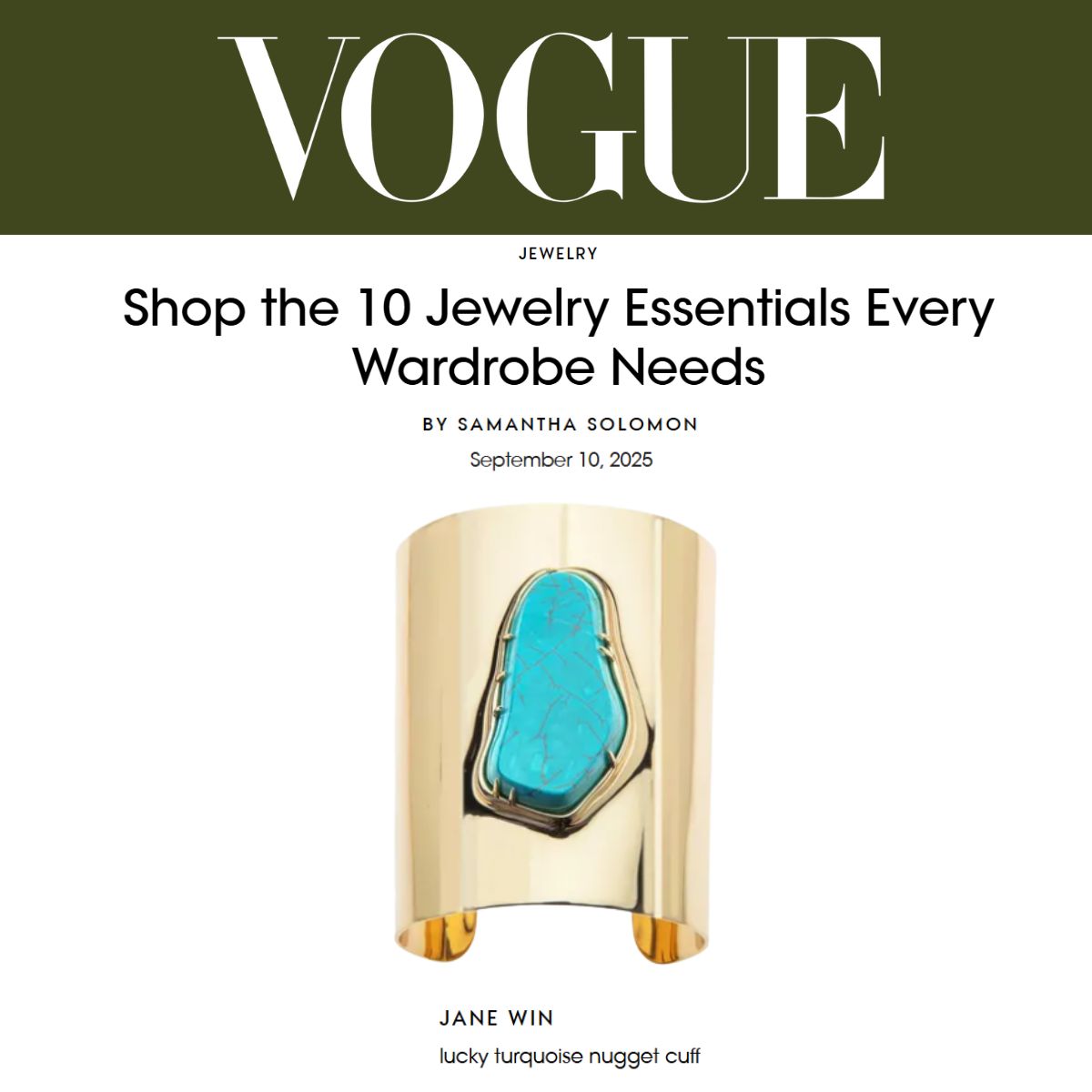 Press Highlight: Vogue says Jane Win is a Jewelry Essential for your Wardrobe