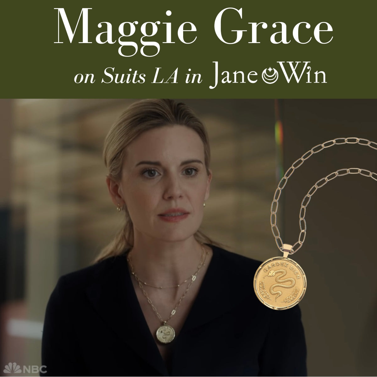 Press Highlight: Actress Maggie Grace in Suits LA wears Jane Win