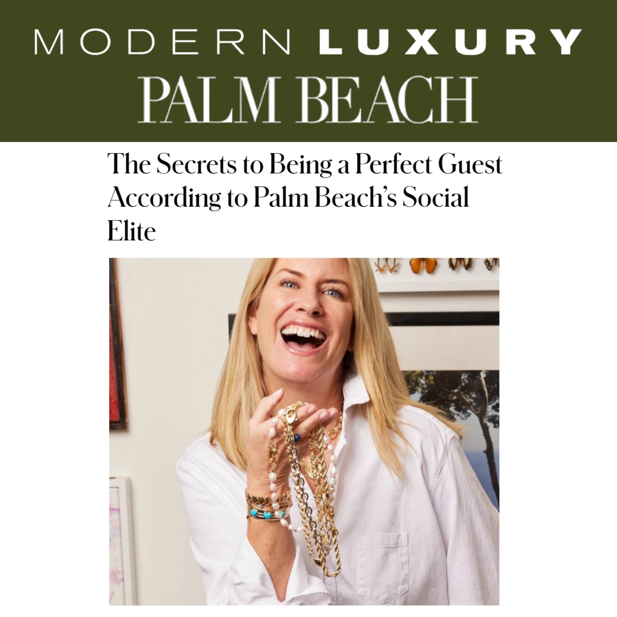 Press Highlight: Modern Luxury Palm Beach interviews Jane Winchester Paradis for Secrets on Being a Perfect Guest
