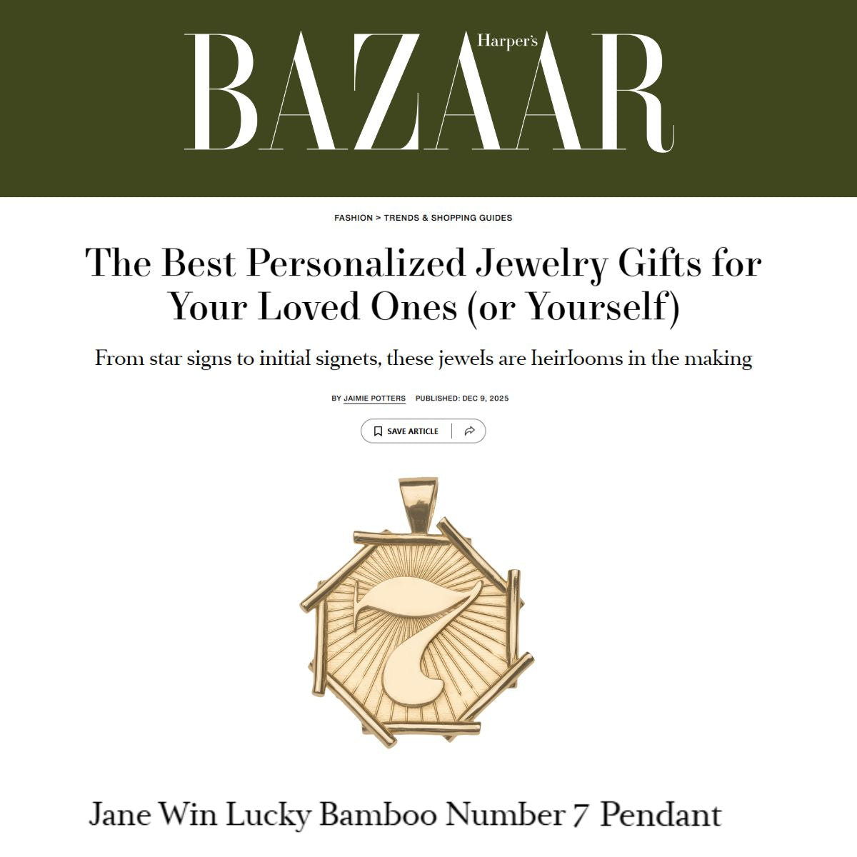 Press Highlight: Harper's Bazaar calls Jane Win