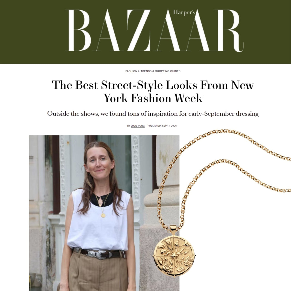 Press Highlight: Jane Win Hope Original Coin quoted as an 'Easy Layering Piece' in Harper's Bazaar