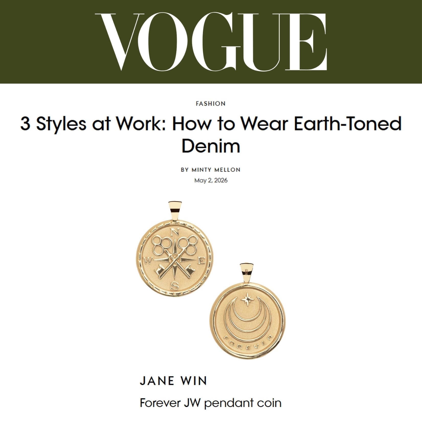 Jane Features Press Highlight: Vogue features Jane Win in Latest Fashion Article ...