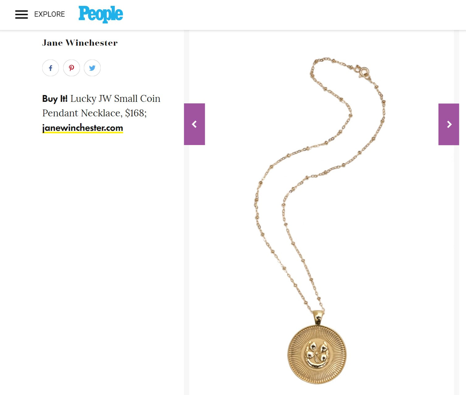 People.com Loves the Coin Jewelry Trend and Jane Winchester