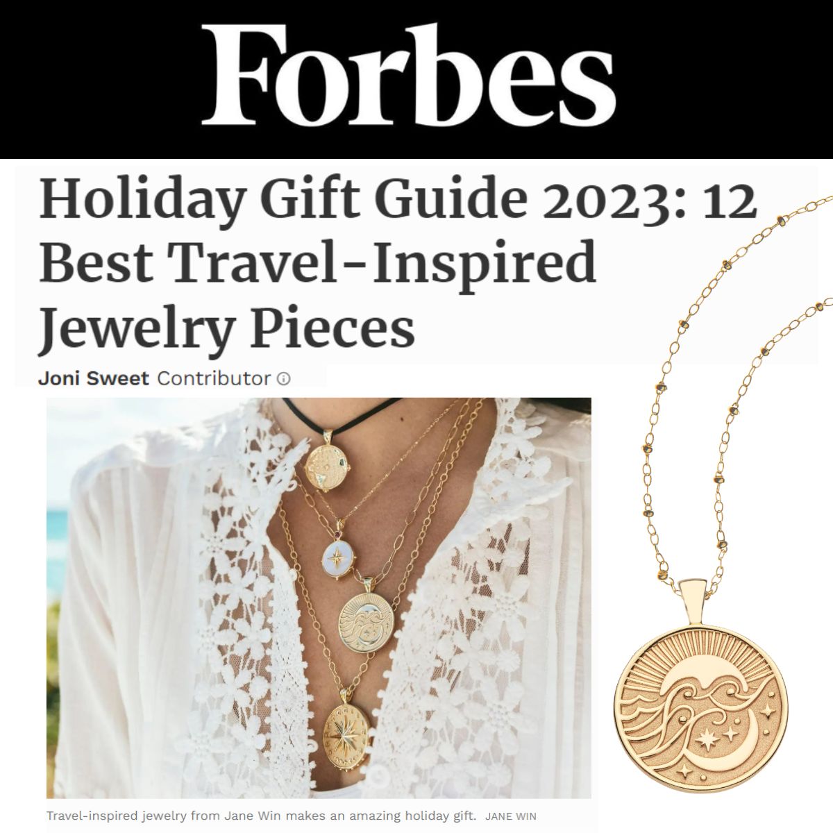 Press Highlight: Forbes Holiday Gift Guide 2023: 12 Best Travel-Inspired Jewelry Pieces
