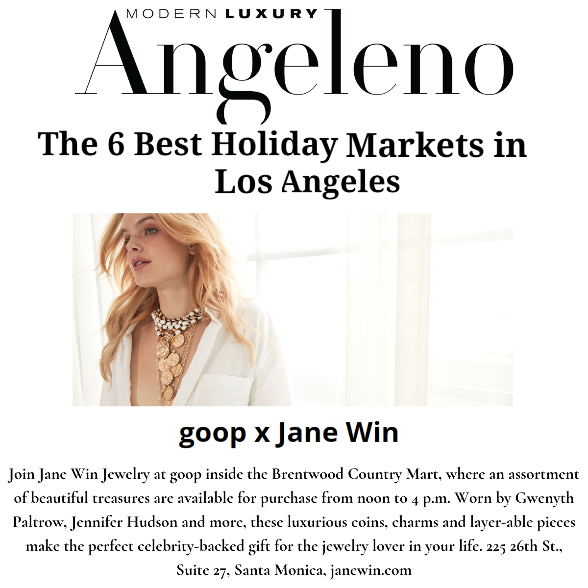 Press Highlight: Modern Luxury Angeleno's 6 Best Holiday Markets in Los Angeles