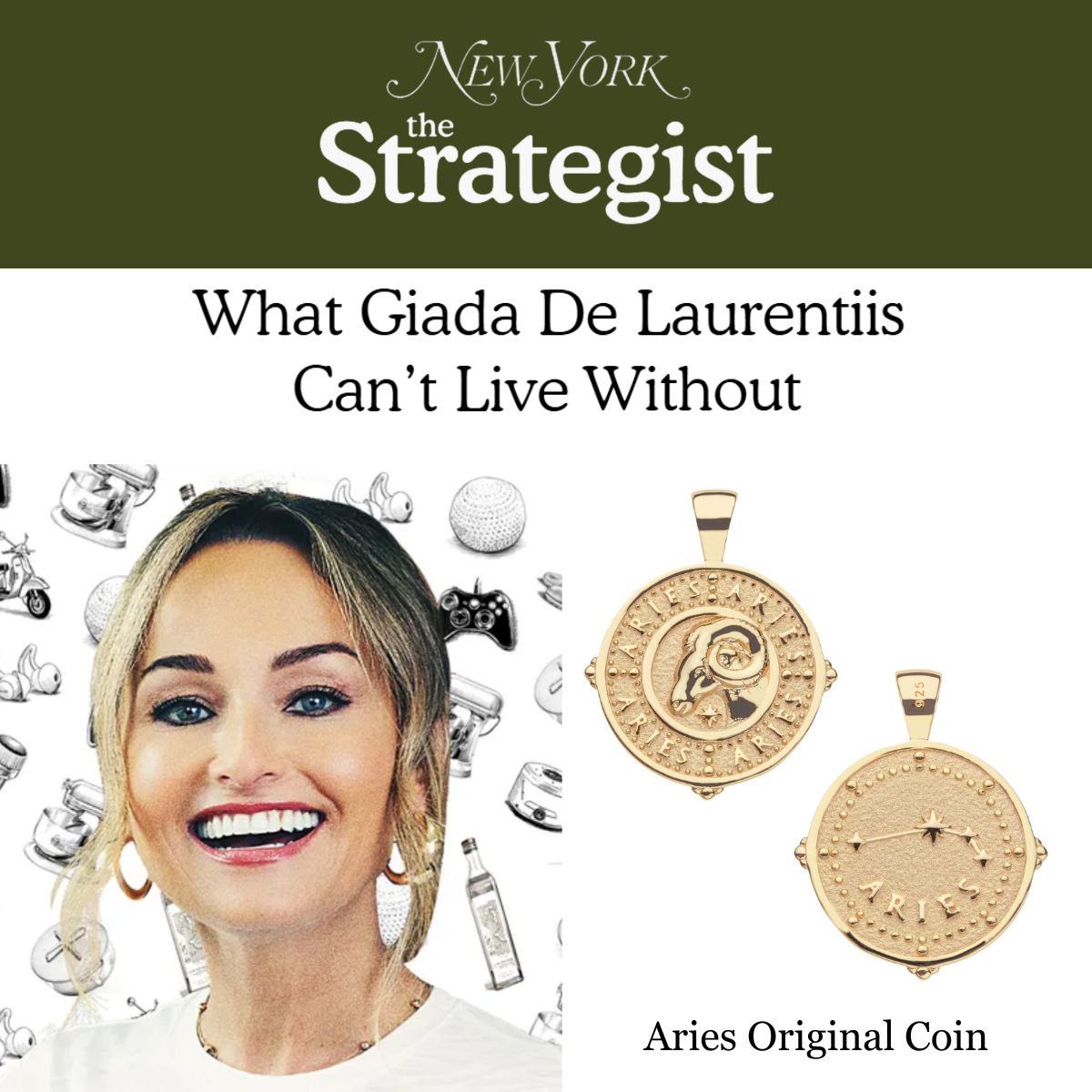 Press Highlight: Giada De Larentiis Can't Live Without her Jane Win Pendant