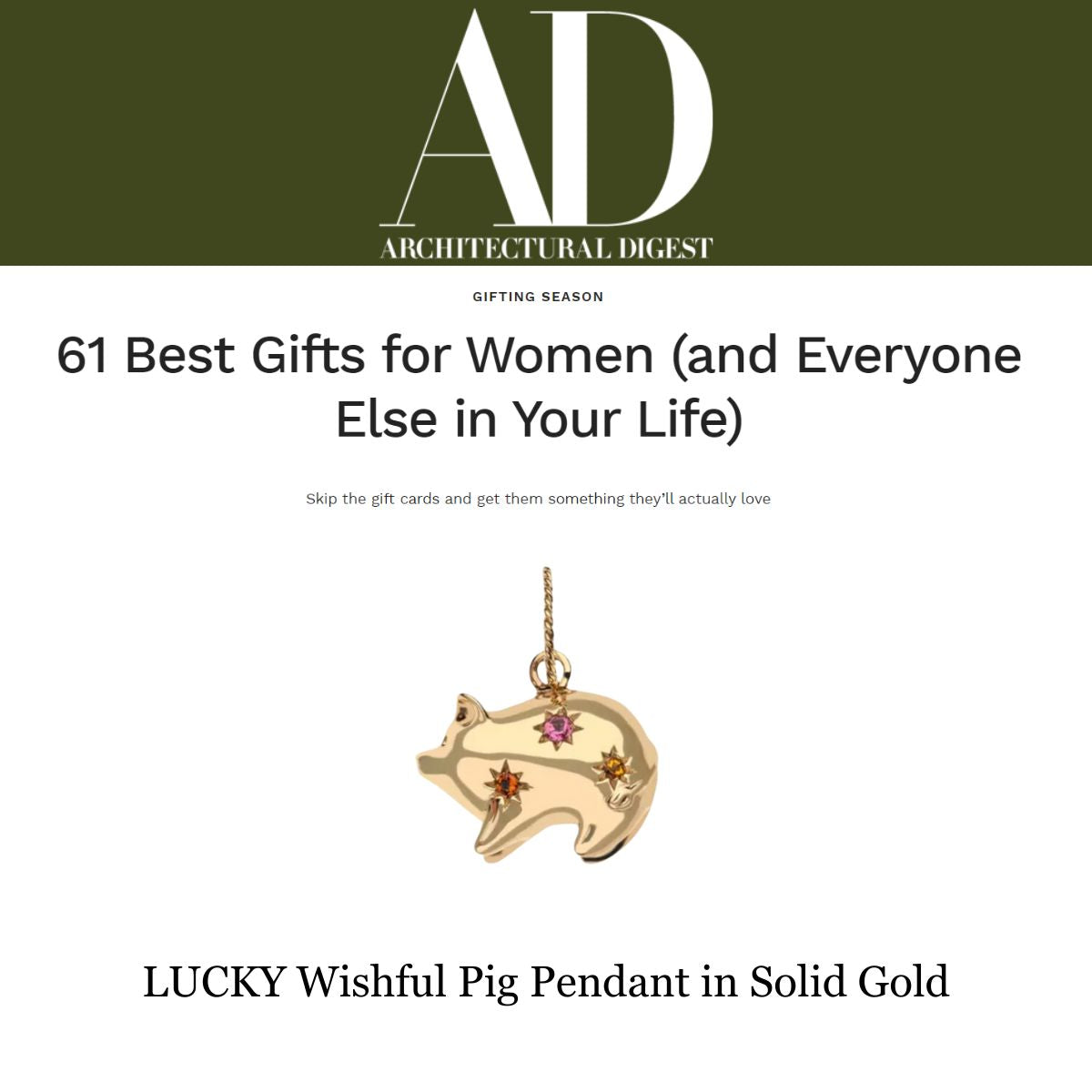 Press Highlight: Architectural Digests "61 Best Gifts for Women (and Everyone Else in Your Life)"