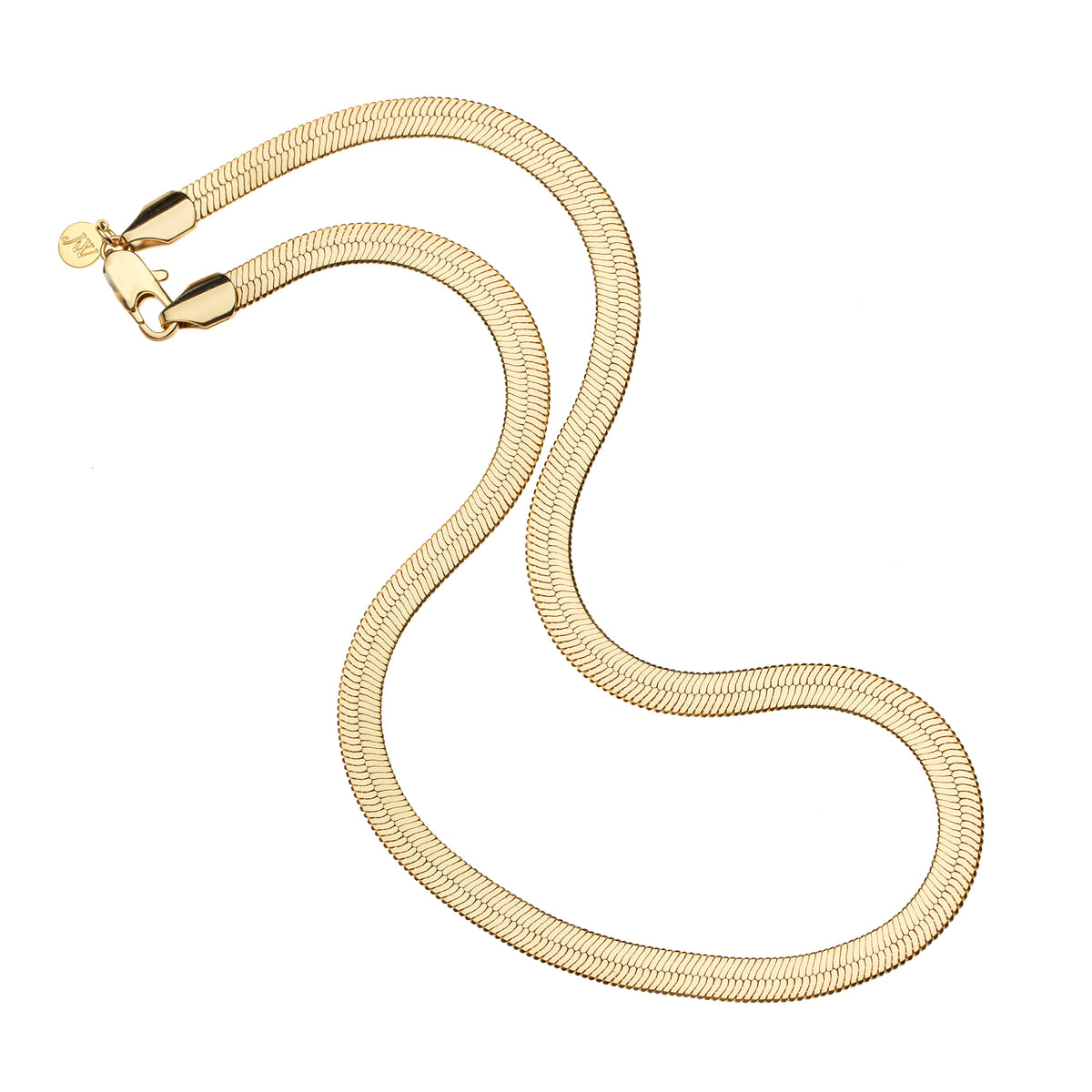 Gold herringbone chain necklace