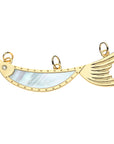 Strong keep swimming fish pendant with mother of pearl inlay