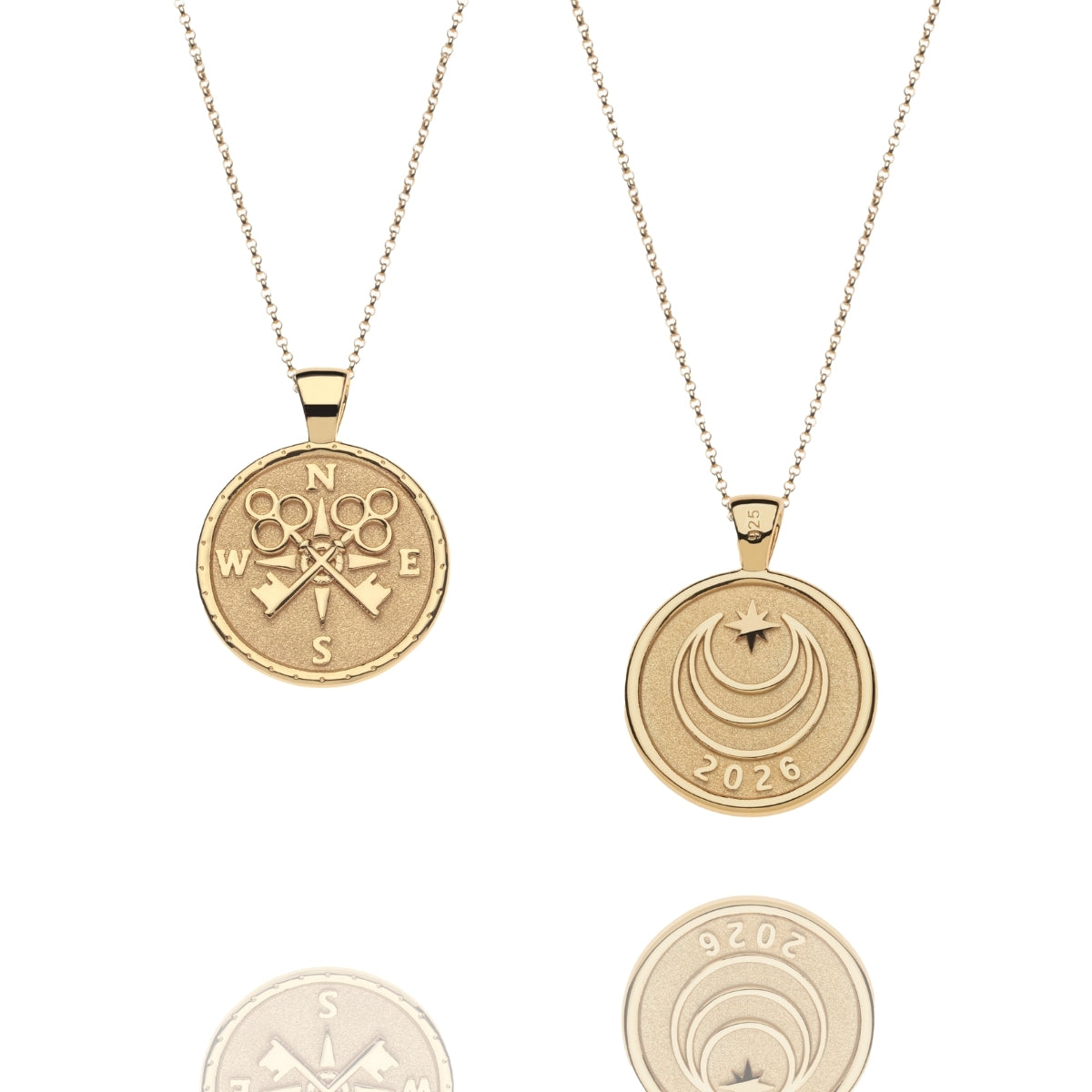 Front of gold forever coin and back featuring moon and star logo and "2026"