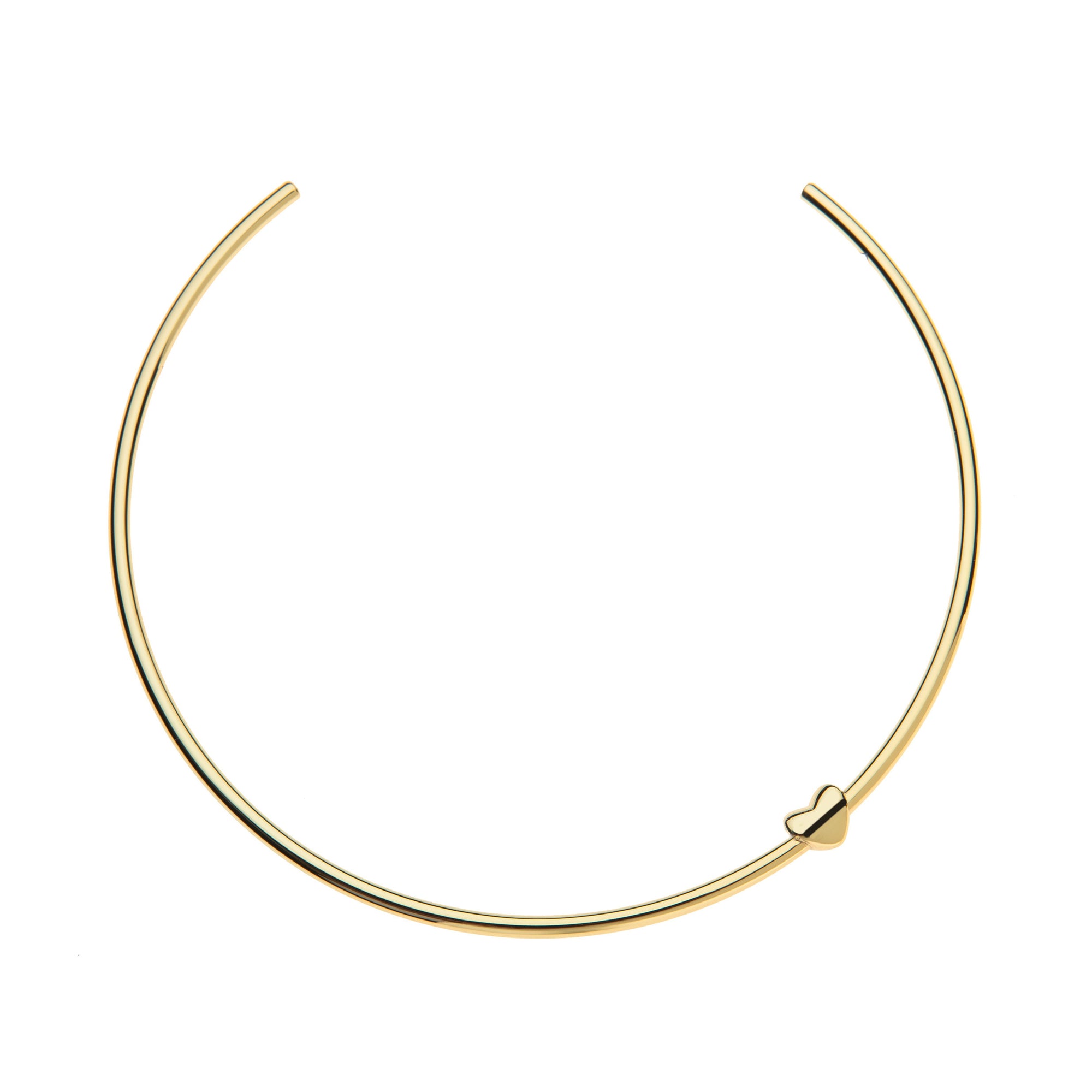 Gold neck cuff features offset gold heart detail