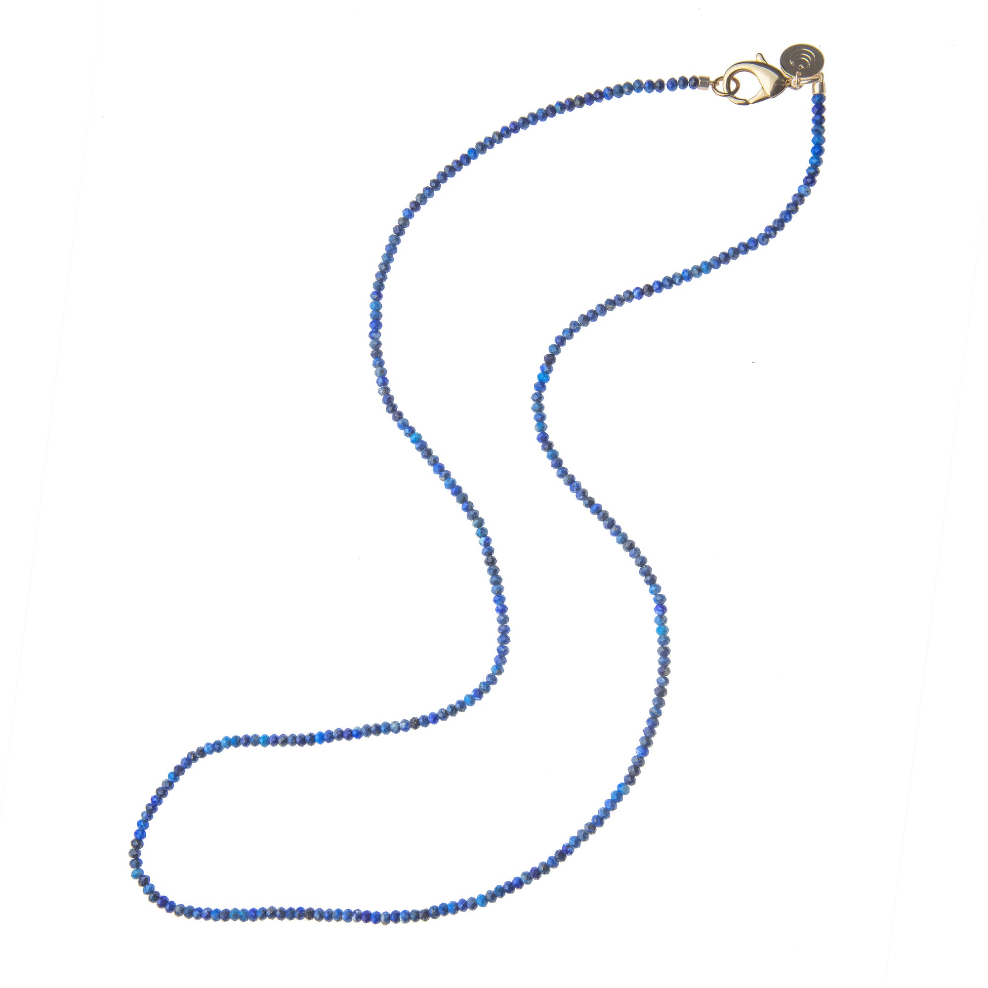 Double Wrap Diamond Cut Beaded Necklace in Lapis