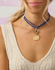 Double Wrap Diamond Cut Beaded Necklace in Lapis