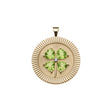 Gold lucky coin with 4 leaf clover of peridot stones 